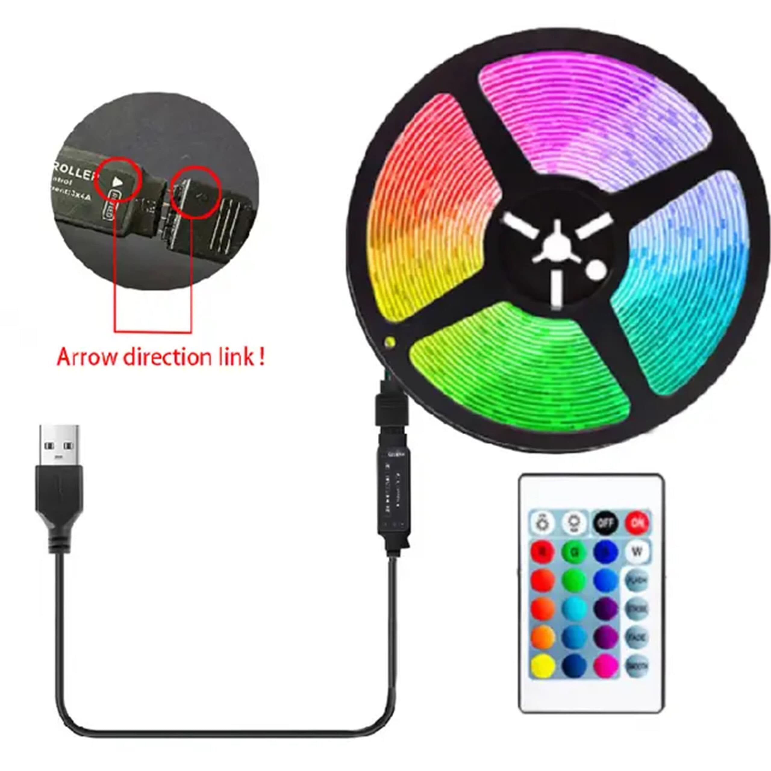 16 FT RGB Strip Light – Remote – Adapter – 16 Color view 2